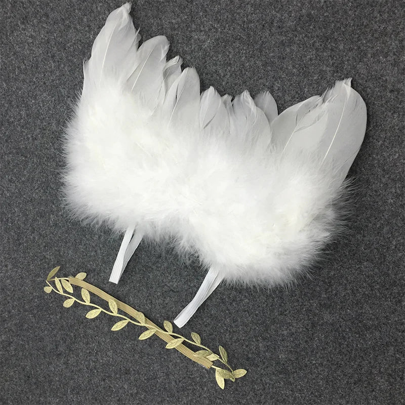 Angel Wings Feather Wings Baby Girl Flower Olive Headband