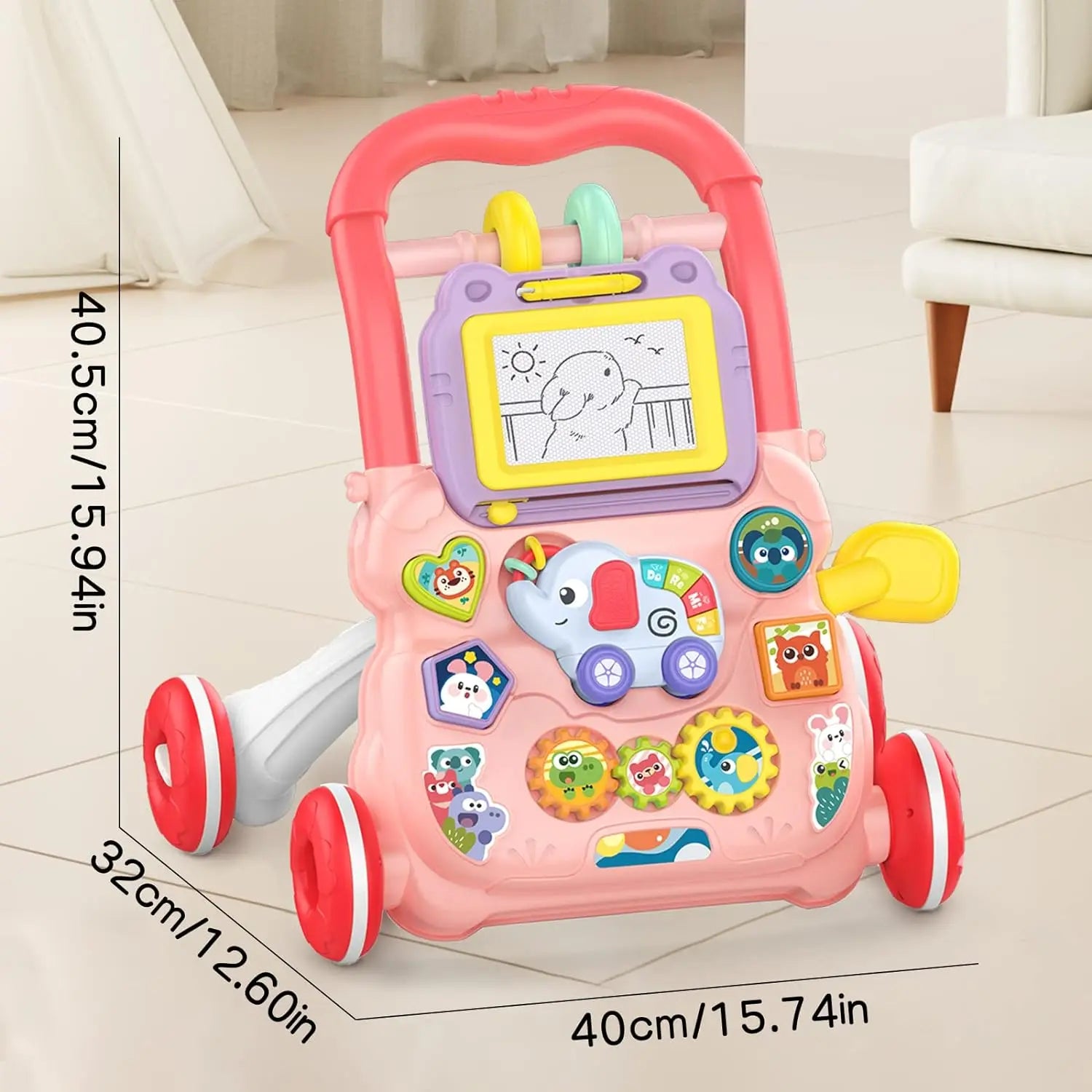 AnGku Multifunctional Baby Walker Baby Toys 6-12 Months Sit-to-Stand Learning Walker with Drawing Board Portable Walker for Baby