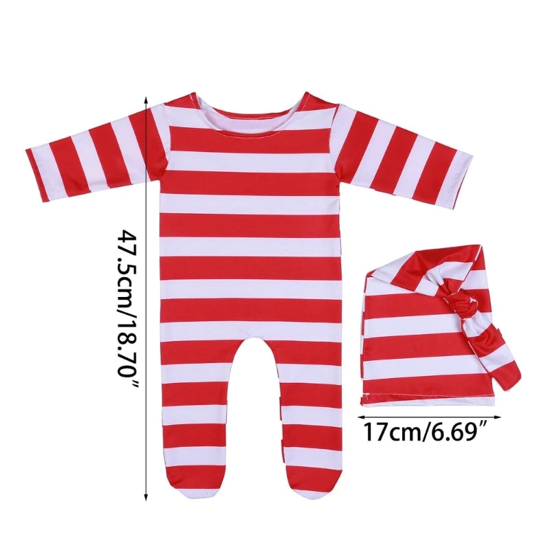 Christmas Newborn Baby Red White Stripe Outfit