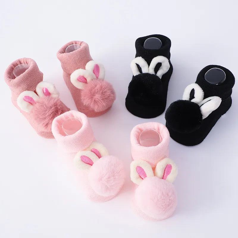 2Pcs Set Baby Socks Headband Cute Plush Ball