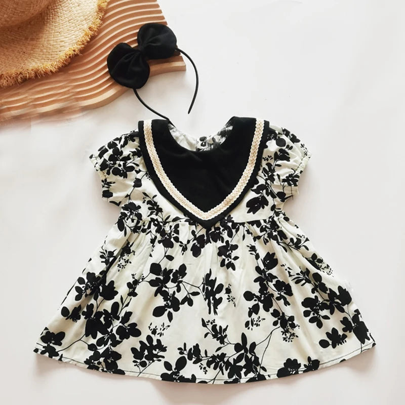 Flower Printed Toddler Baby Girls Sister Dress Summer