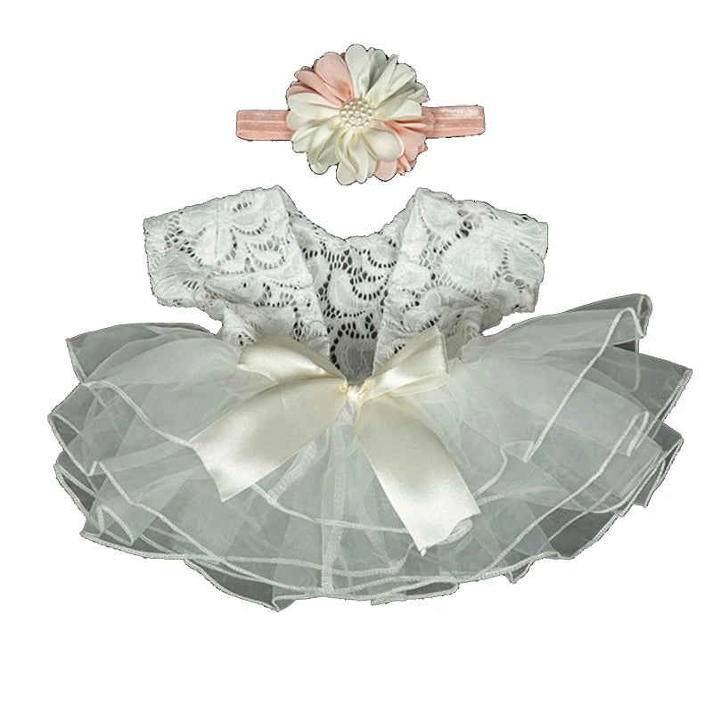 Lace Bowknot Skirt with Flower Headband for Newborn