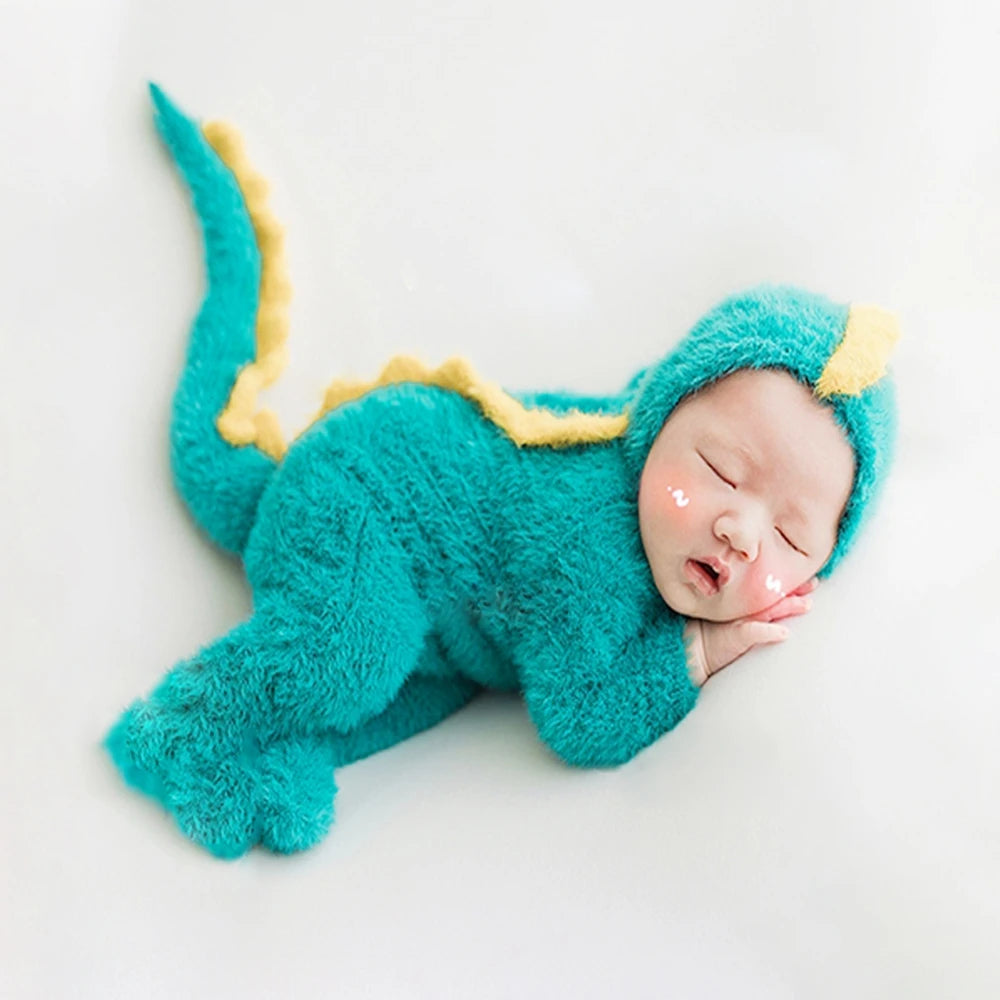 Footed Newborn Boy Dinosaur Romper Baby Photography Props