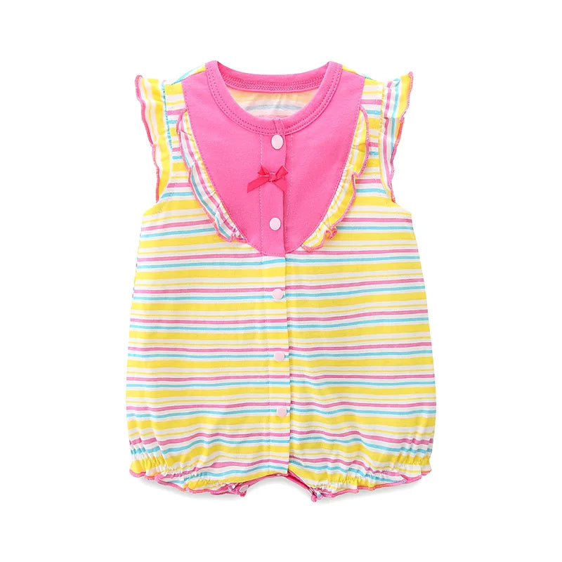Newborn Baby Girl Romper Infant Short Sleeve Cotton Jumpsuit 0-18M