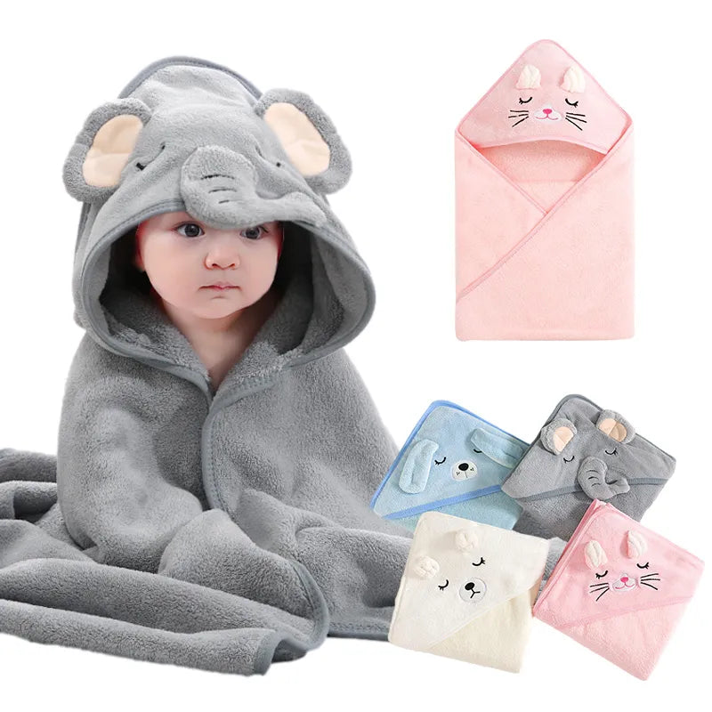 Cartoon Baby Bath Towels Soft Newborn Hooded Towel Blanket