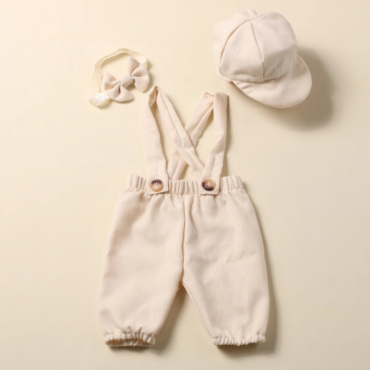 Baby Little Gentlman Suit Infant Shooting with Casquette and Bow Tie
