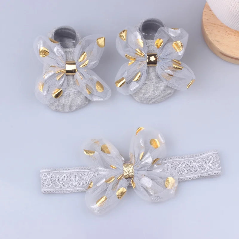 1 Set Newborn Bow Gift Cute Flowers Headband Socks