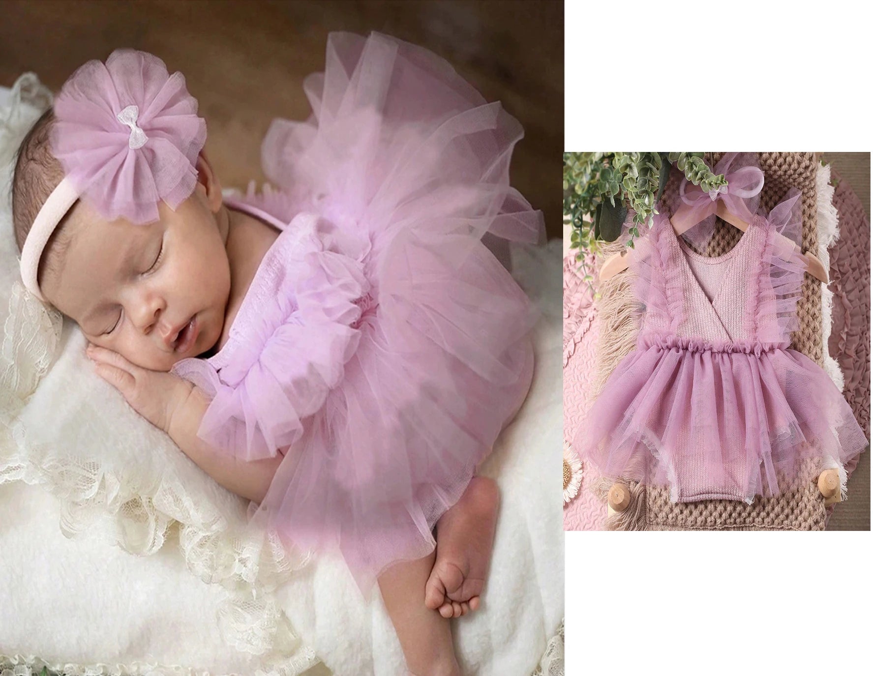 Newborn Photography Props Hat Baby Lace Romper Bodysuits