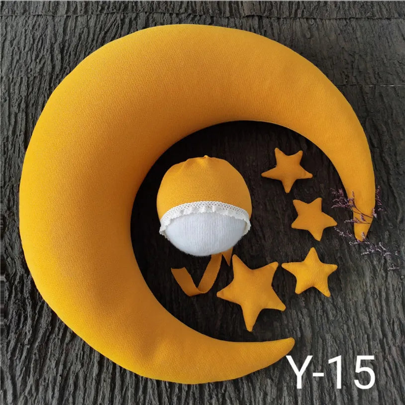 Newborn Baby Posing Moon Stars Pillow
