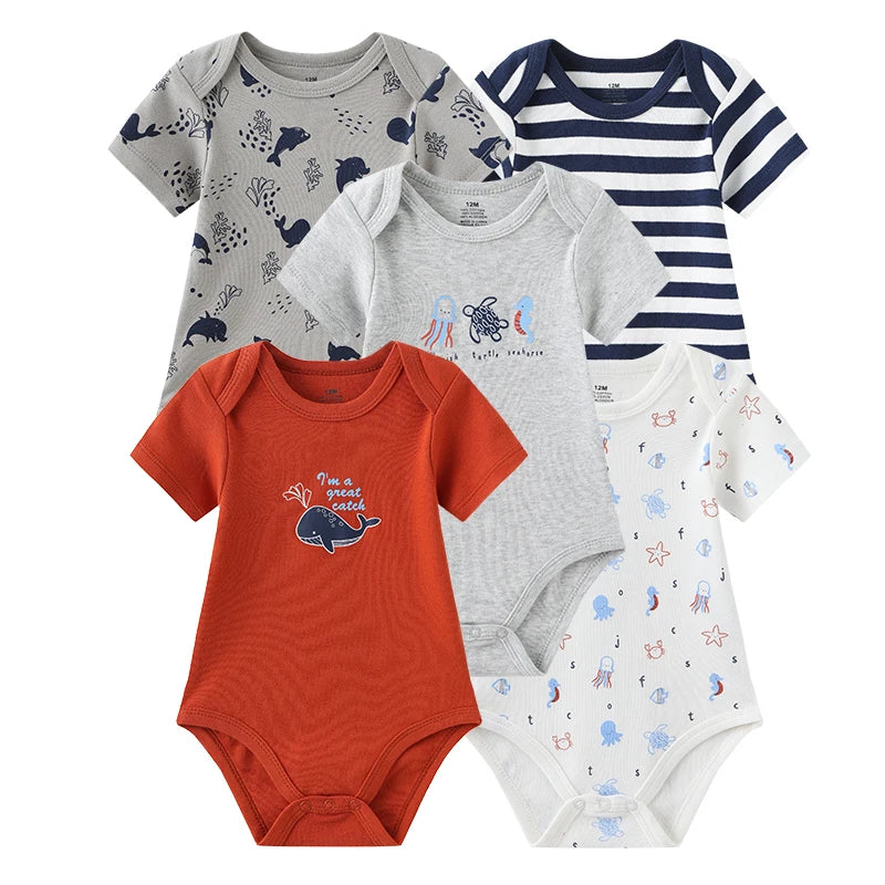 5Pieces Cotton Baby Boy Clothes Set Bodysuits