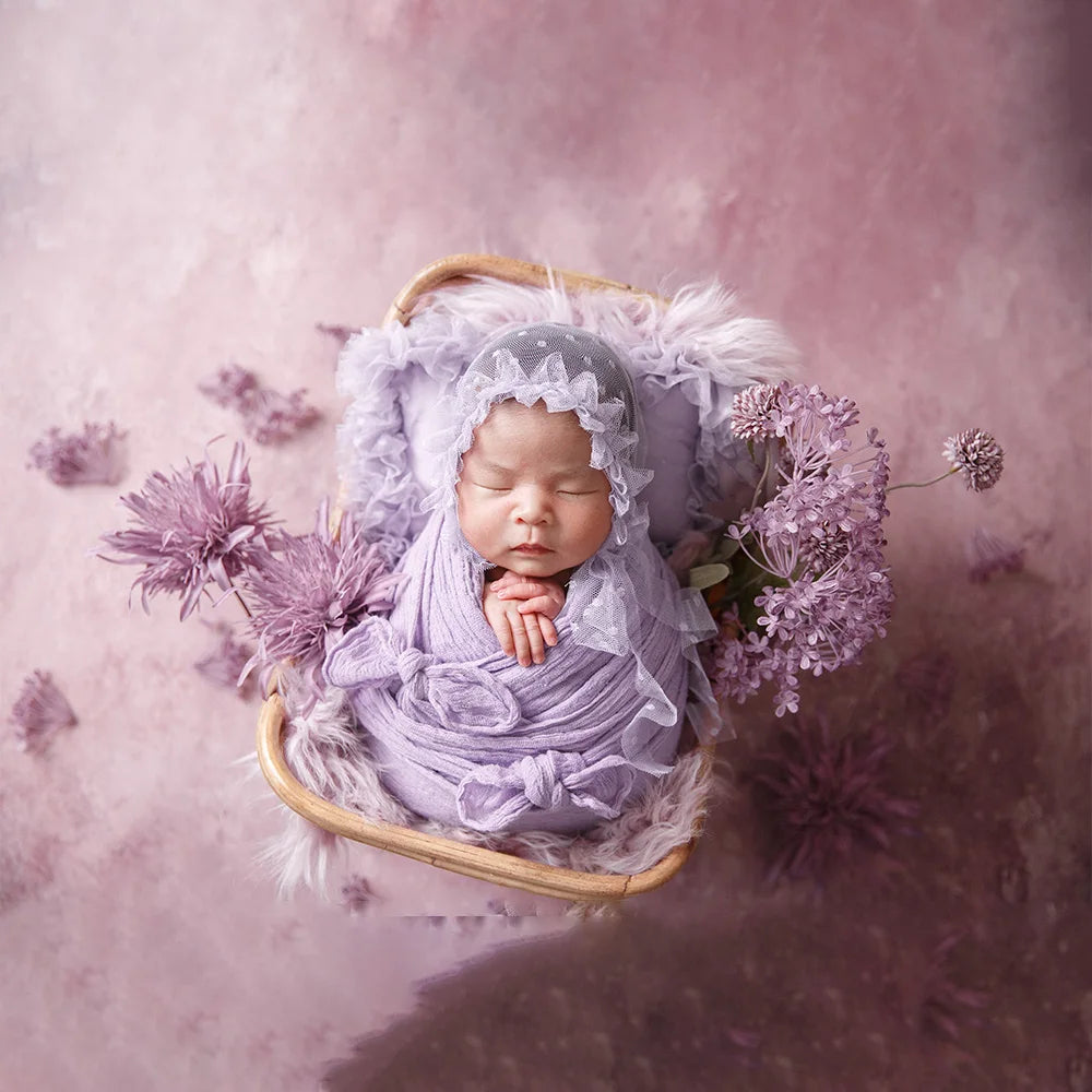 Photography Props Purple Seersucker Soft Stretch Wrap Blanket Headdress