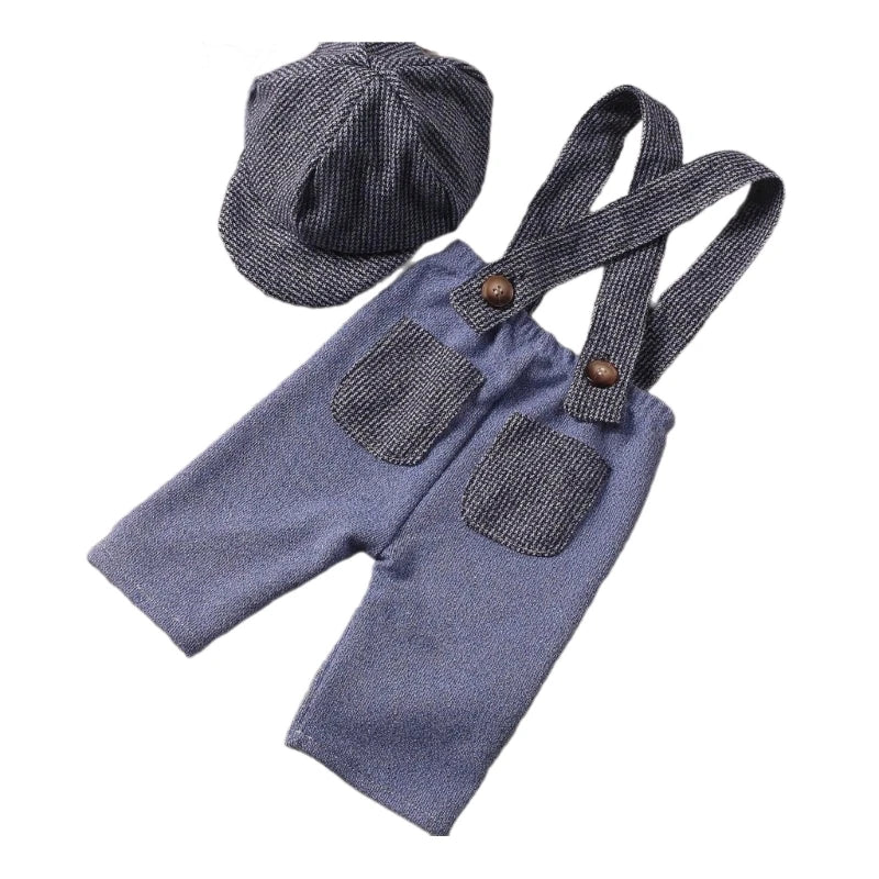2pcs Baby Long Pants Vintage Hat Photo Romper