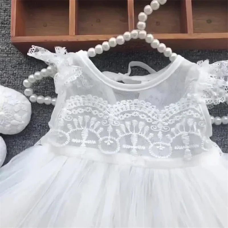 Baby Birthday Princess Dress Elegant Flower Beaded Gown