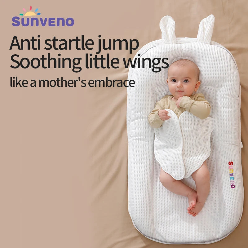 Sunveno Beathable Portable Baby Nest Infant Baby Lounger Bed Newborn Crib Toddler Bed Baby Nursery Carrycot 0-12months