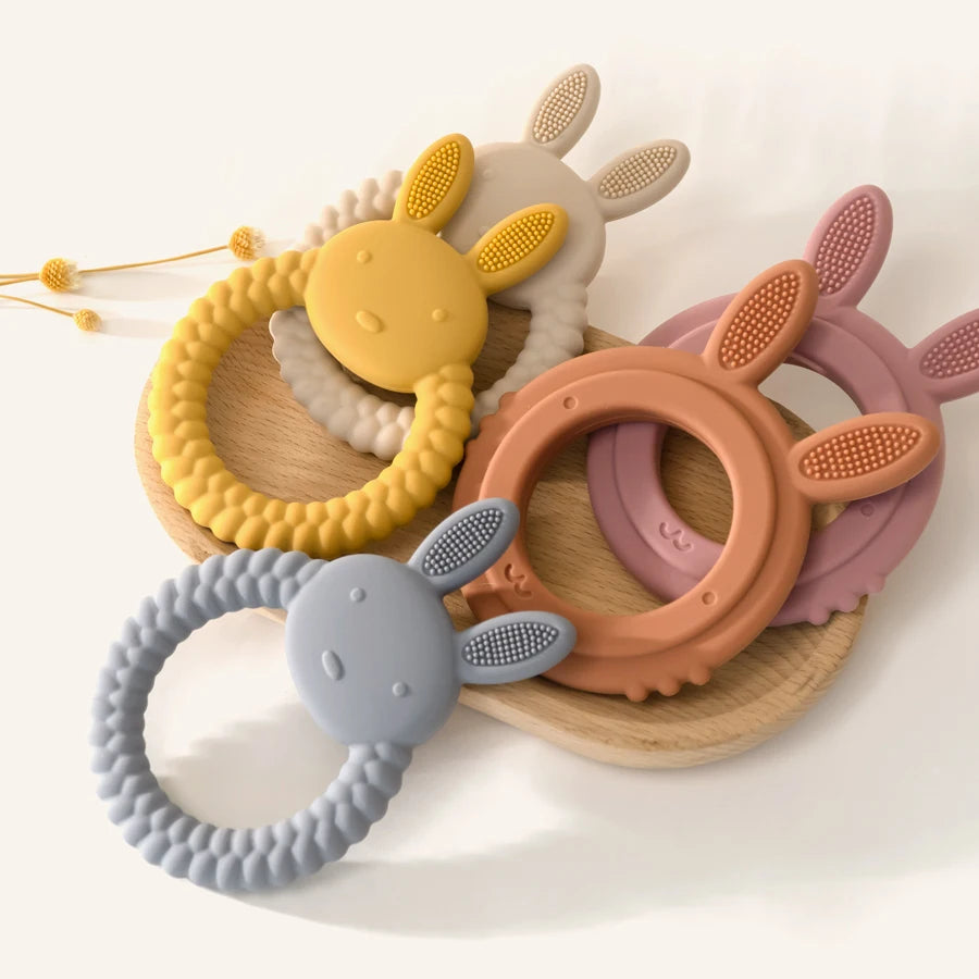 1Pcs Baby Teether Silicone Toy BPA Free Rabbit Nursing Teether