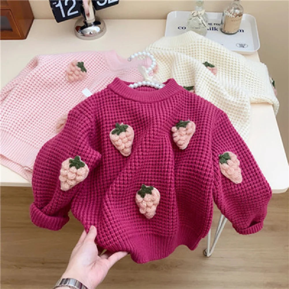 Winter Fashion 3D Strawberry Knitted Cute Thermal Sweater
