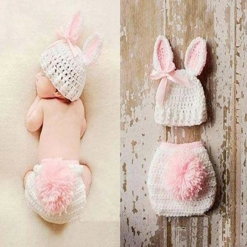 Newborn Baby Crochet Knit Rabbit Photography Prop Hats Outfits
