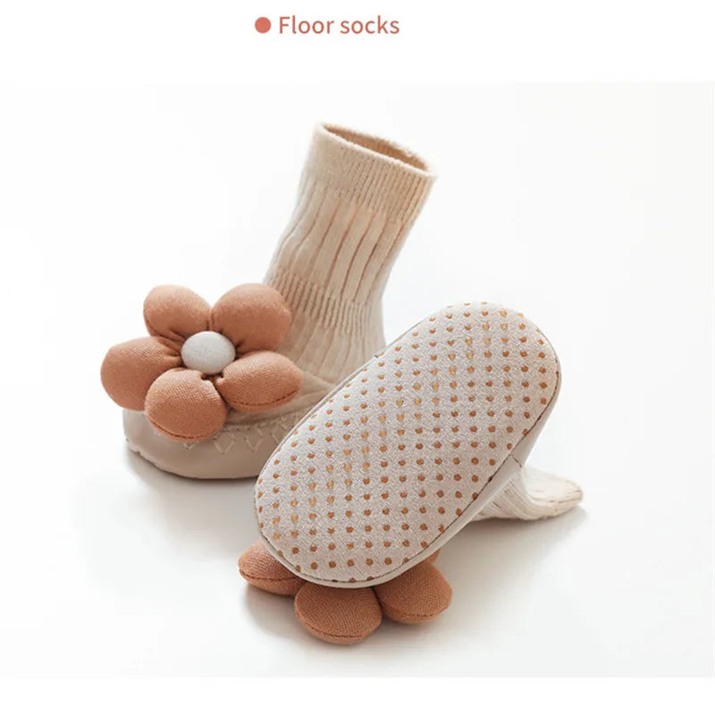 Winter New Baby Shoes Floor Socks Anti-skid Leather