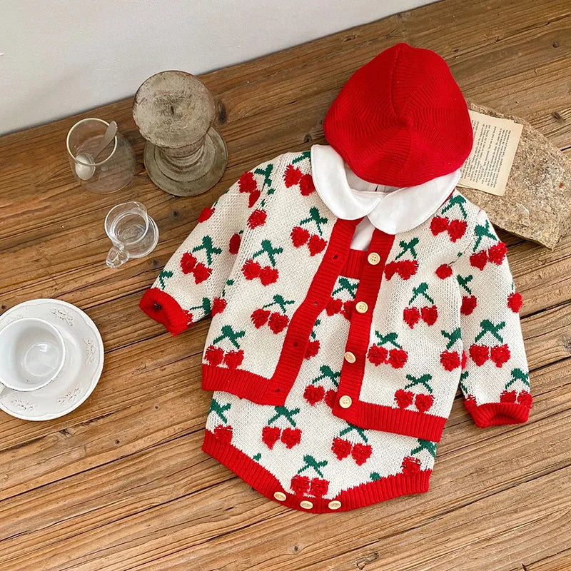 Autumn Baby Bodysuits and Knit Cardigans 2pcs Set