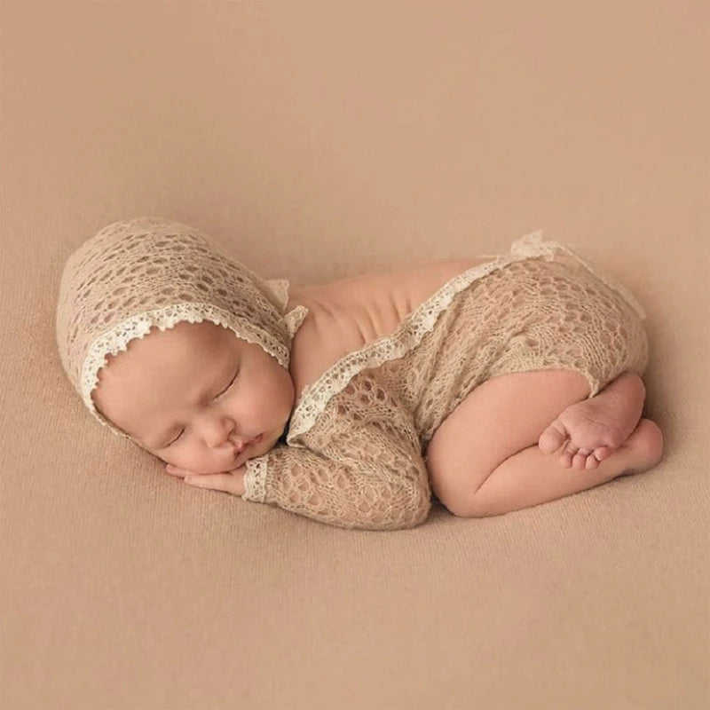 Knitting Mohair Photography Props Baby Outfits with Headwear