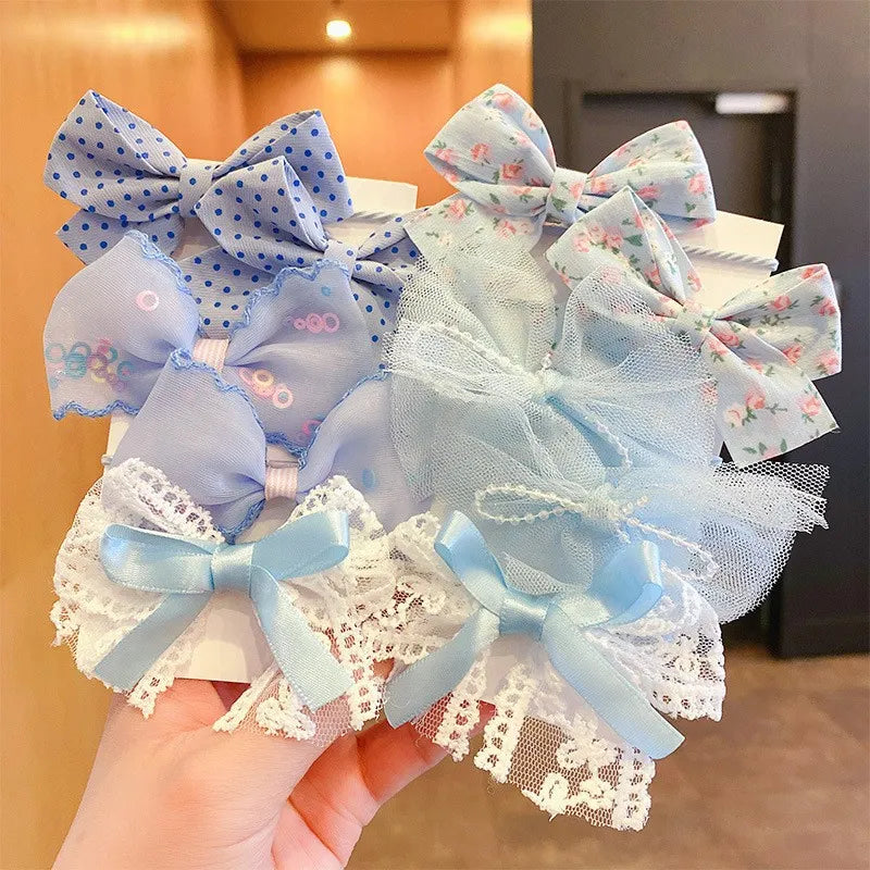 10Pcs/Set Big Bow Flower Elastic Hairbands
