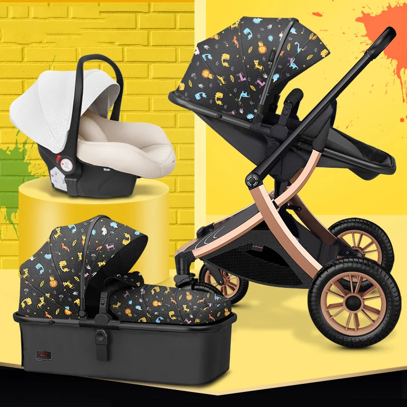 2023 NEW baby stroller 3 in 1 High Landscape Stroller Reclining Baby Carriage Foldable Stroller Baby Bassinet Puchair Newborn