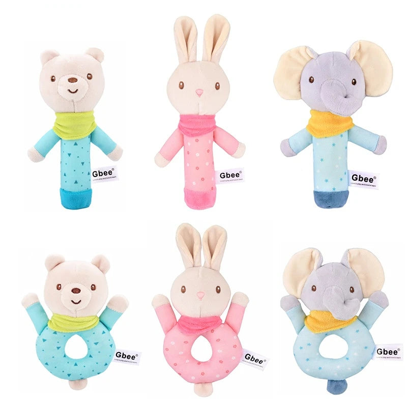 Colourful Animal Rattle Plush Stuffed Handbell Baby Soft Rattle Toys