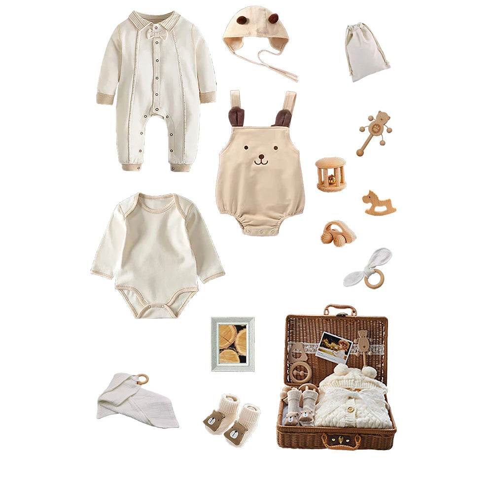 Organic Color Cotton Baby Clothes Set For Newborn gift set box