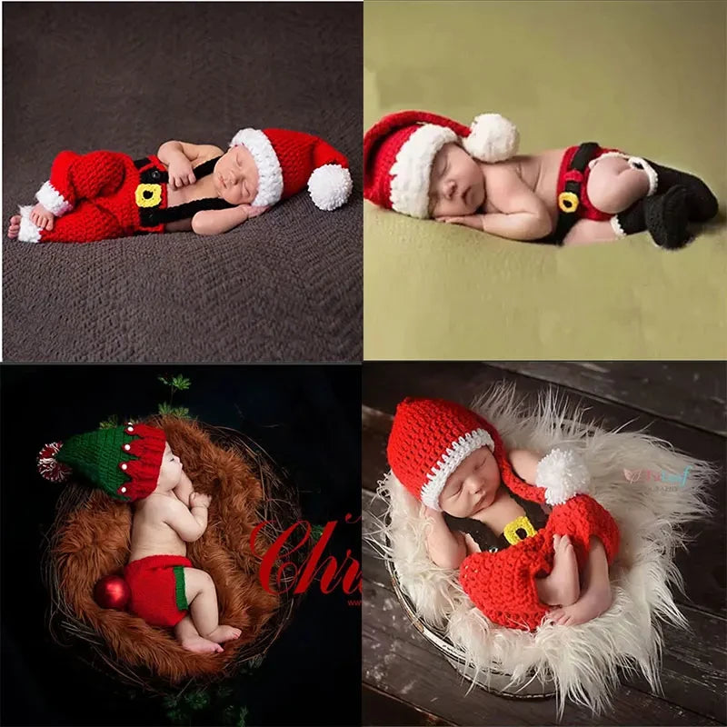 0-3 Month Newborn Photography Props Christmas Baby Clothes Santa Claus Baby Boy Accessories Girls Costume Newborn Outfit Gifts