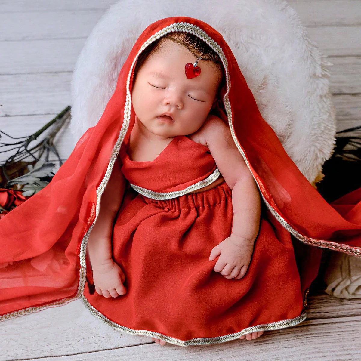 Newborn Shooting Outfits with Headscarf and Head Pendent