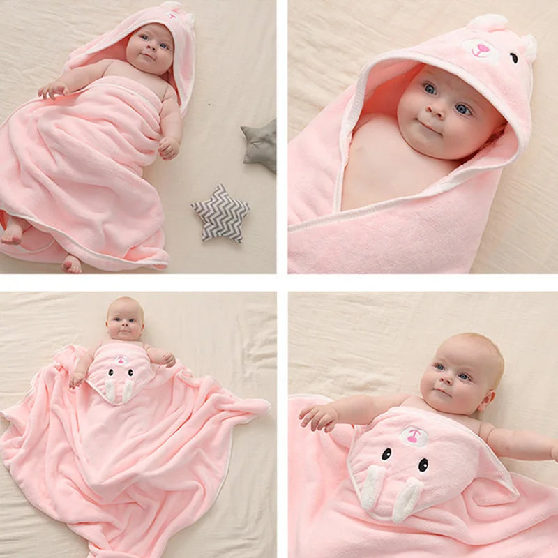 Cartoon Baby Bath Towels Soft Newborn Hooded Towel Blanket