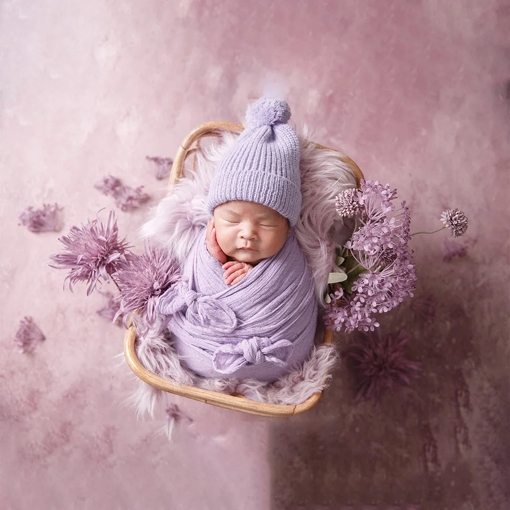 Photography Props Purple Seersucker Soft Stretch Wrap Blanket Headdress