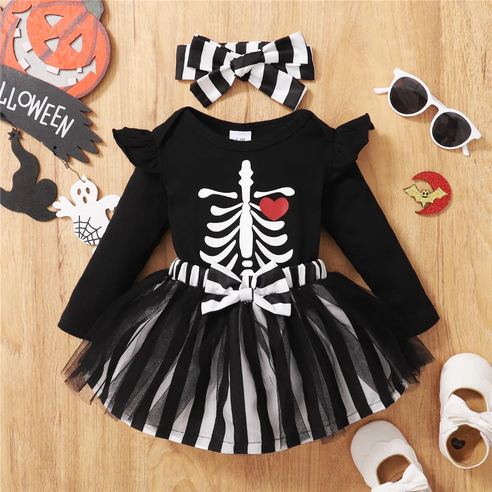 Halloween Hot Skull Print Newborn Party Baby Costume