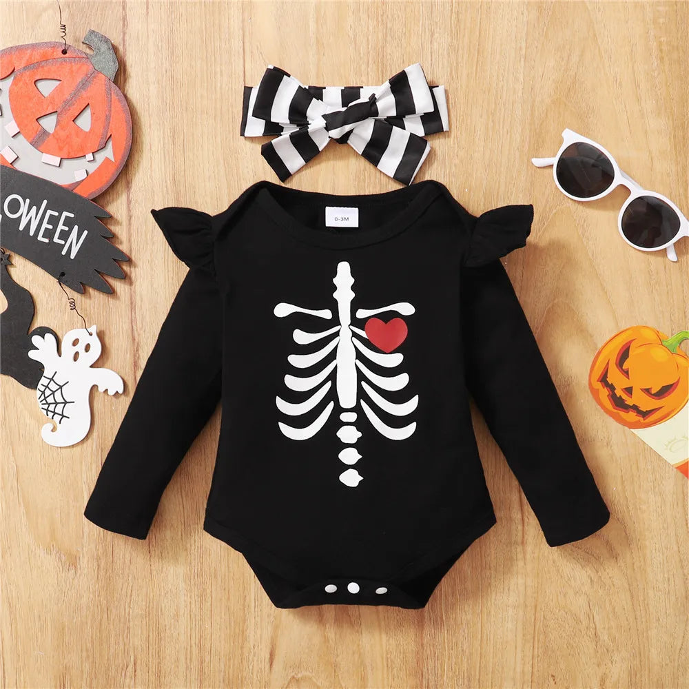 Halloween Hot Skull Print Newborn Party Baby Costume
