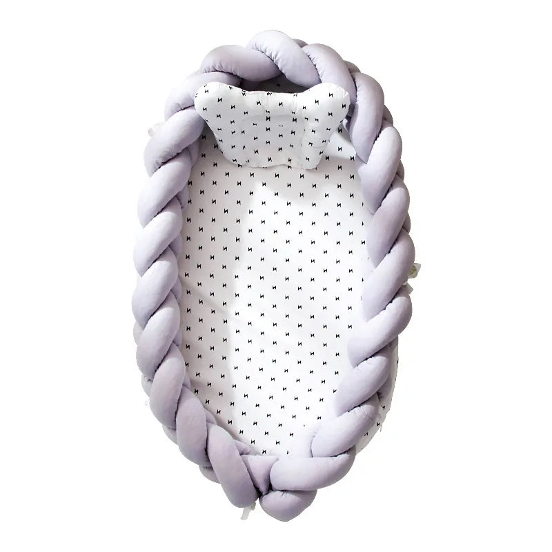 Soft Cotton Bumper Crib Foldable Travel Baby Nest With Pillow
