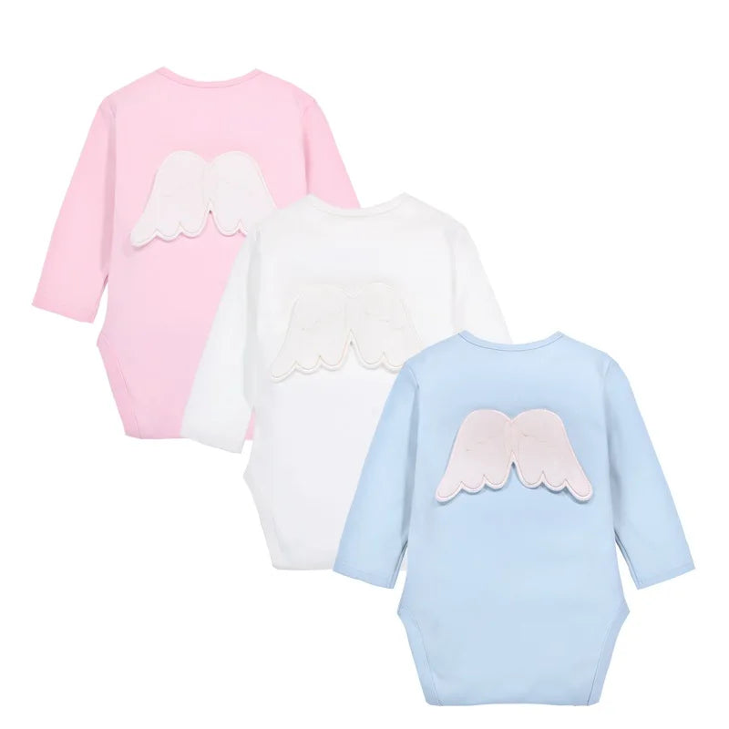 0-24 Months Baby Long Sleeve Angel Wing Bodysuit