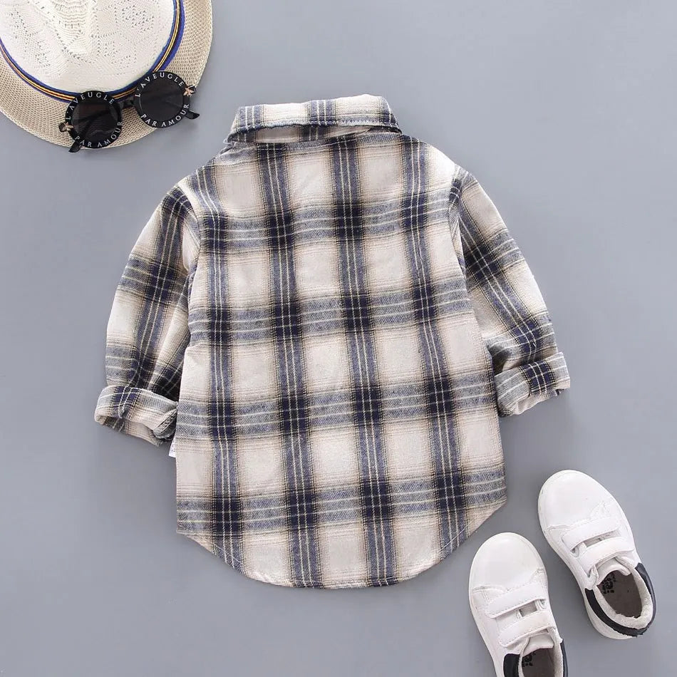 2024 Korean Fashion Baby Buffalo Plaid Flannel Shirt Casual Shirt 0-5T