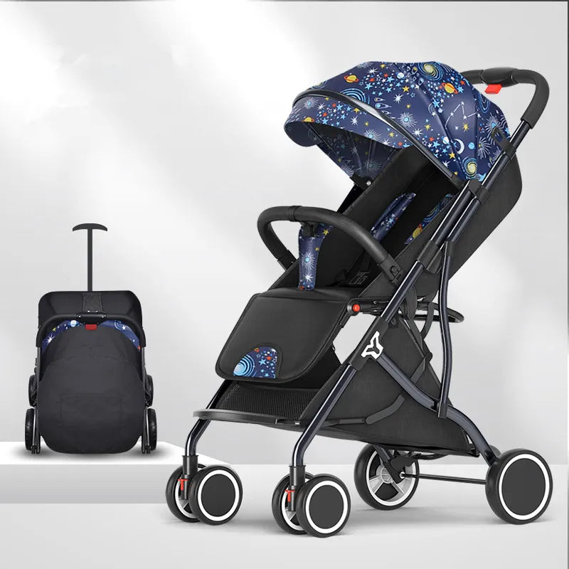 6Kg Adjustable Luxury Baby Stroller 3 in 1 Portable High Landscape Lightweight Stroller Pink Stroller Travel Pram Pushchair