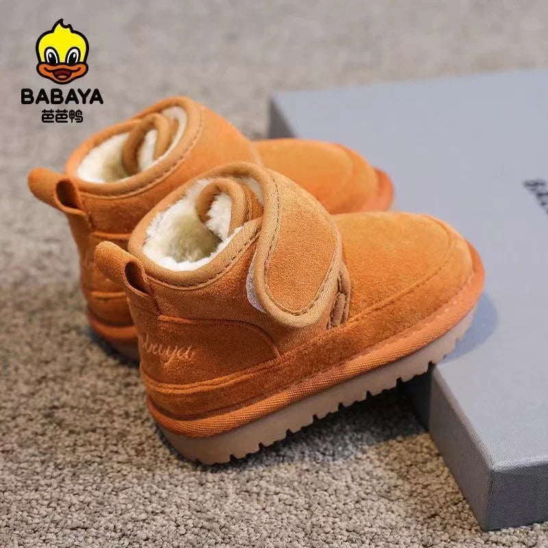 Babaya Baby Snow Boots Boys Plush Cotton Shoes for Kids 2023 New Winter Shoes Children Girls Cotton Short Boots Thickened