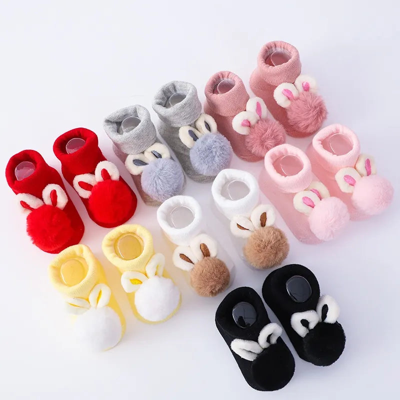 2Pcs Set Baby Socks Headband Cute Plush Ball