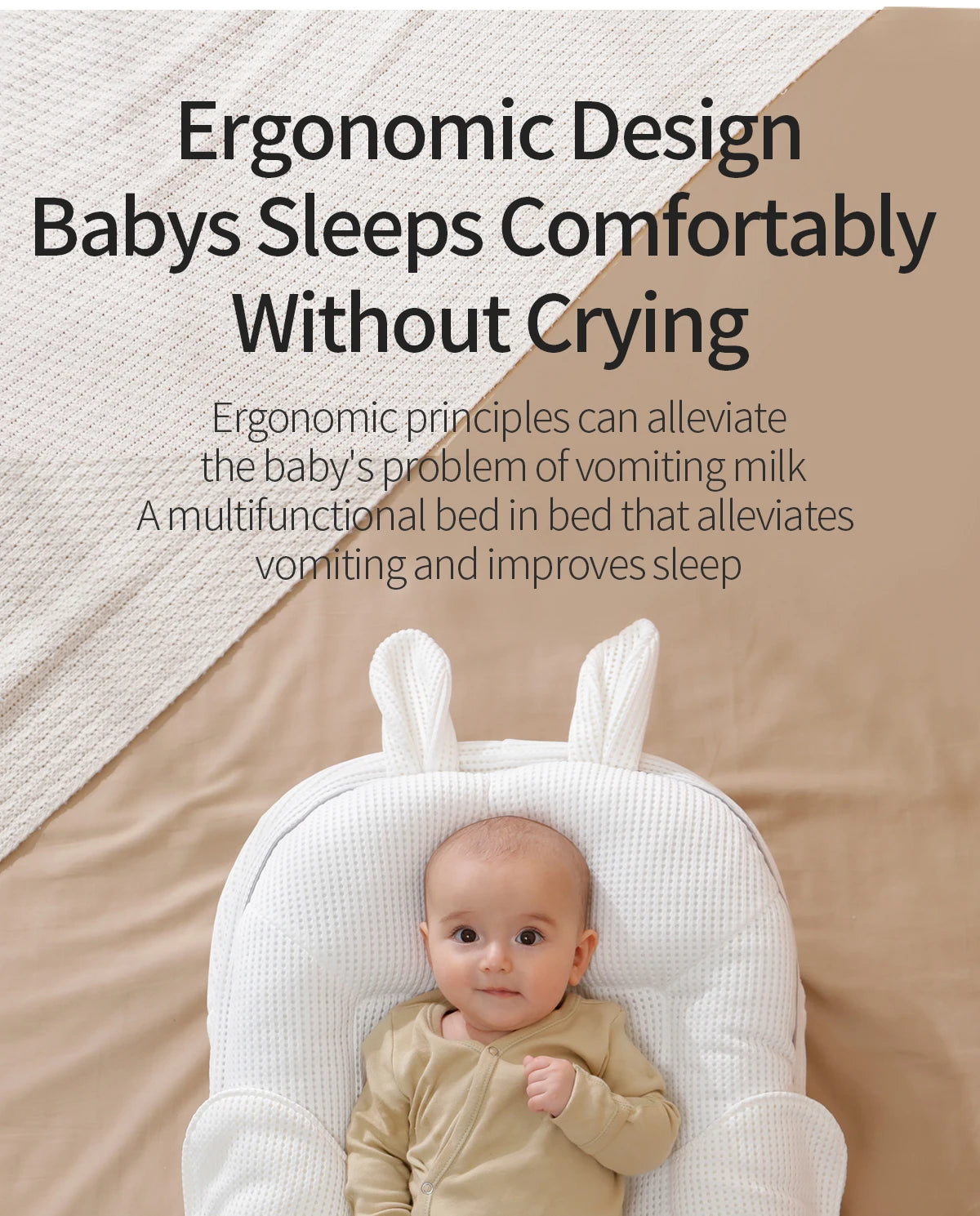 Beathable Portable Baby Nest Infant Baby Lounger Bed
