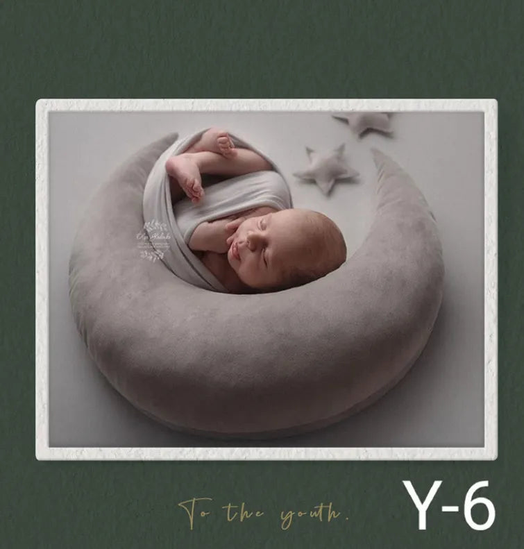 Newborn Baby Posing Moon Stars Pillow