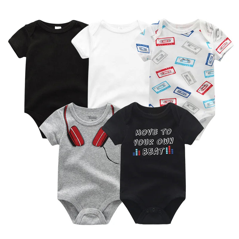 5Pieces Cotton Baby Boy Clothes Set Bodysuits
