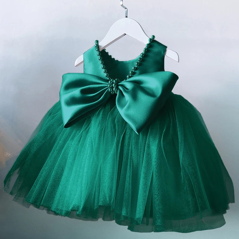 Toddler Baby Girls Dress Bow Baptism Dress