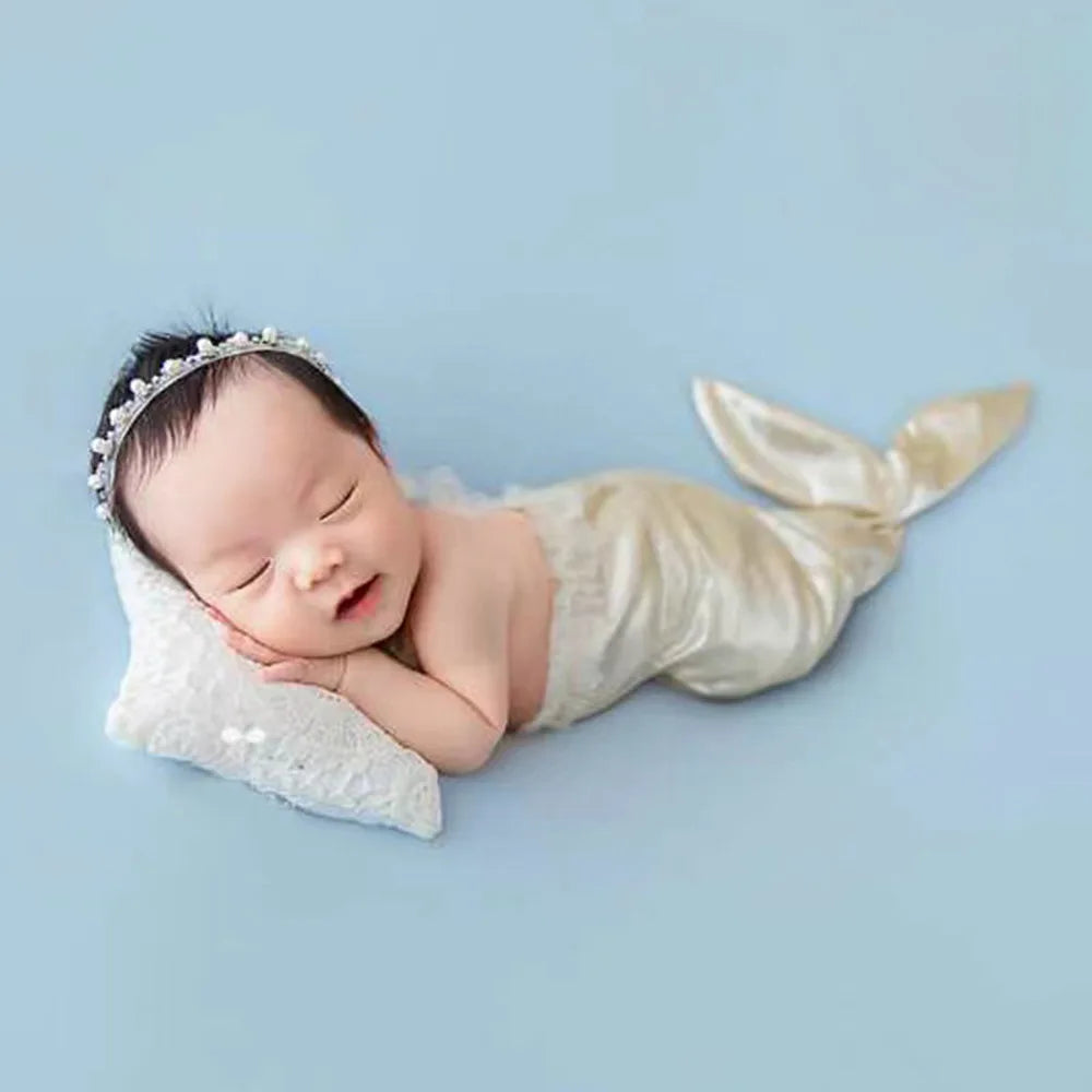 Baby Mermaid Style Newborn Photography With Headwear Accessories
