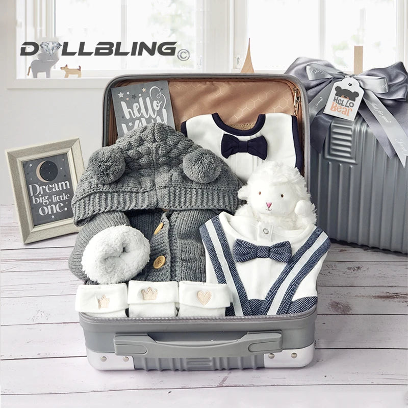 Newborn Gift Box Little Gentleman Knitting Crochet Sweater Set