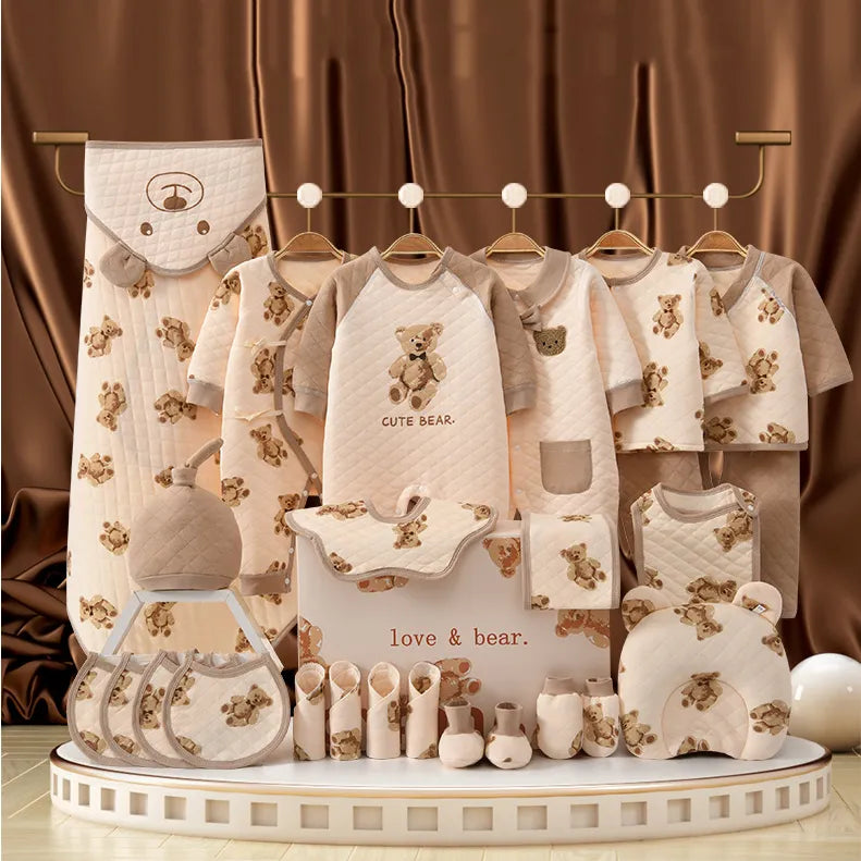 20/22/24/26pcs Cartoon Bear Newborn Baby Clothes Set Cotton Baby Boy Girl Clothes Suit Newborn Gift Baby Shower Gift No Box