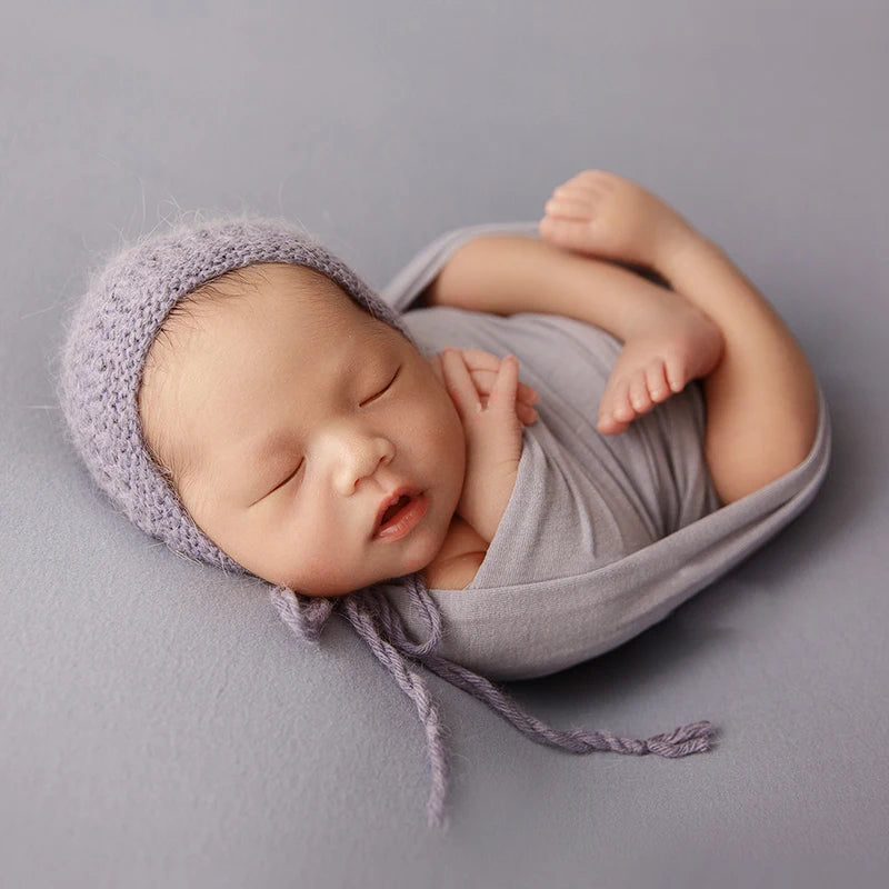 Newborn Photography Prop Soft Wrap Blanket Flower Headband