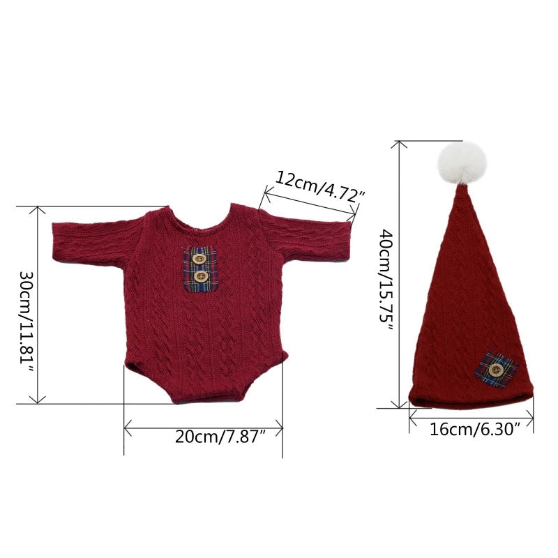 2Pcs/Set Unisex Baby Hat & Romper Shooting Props