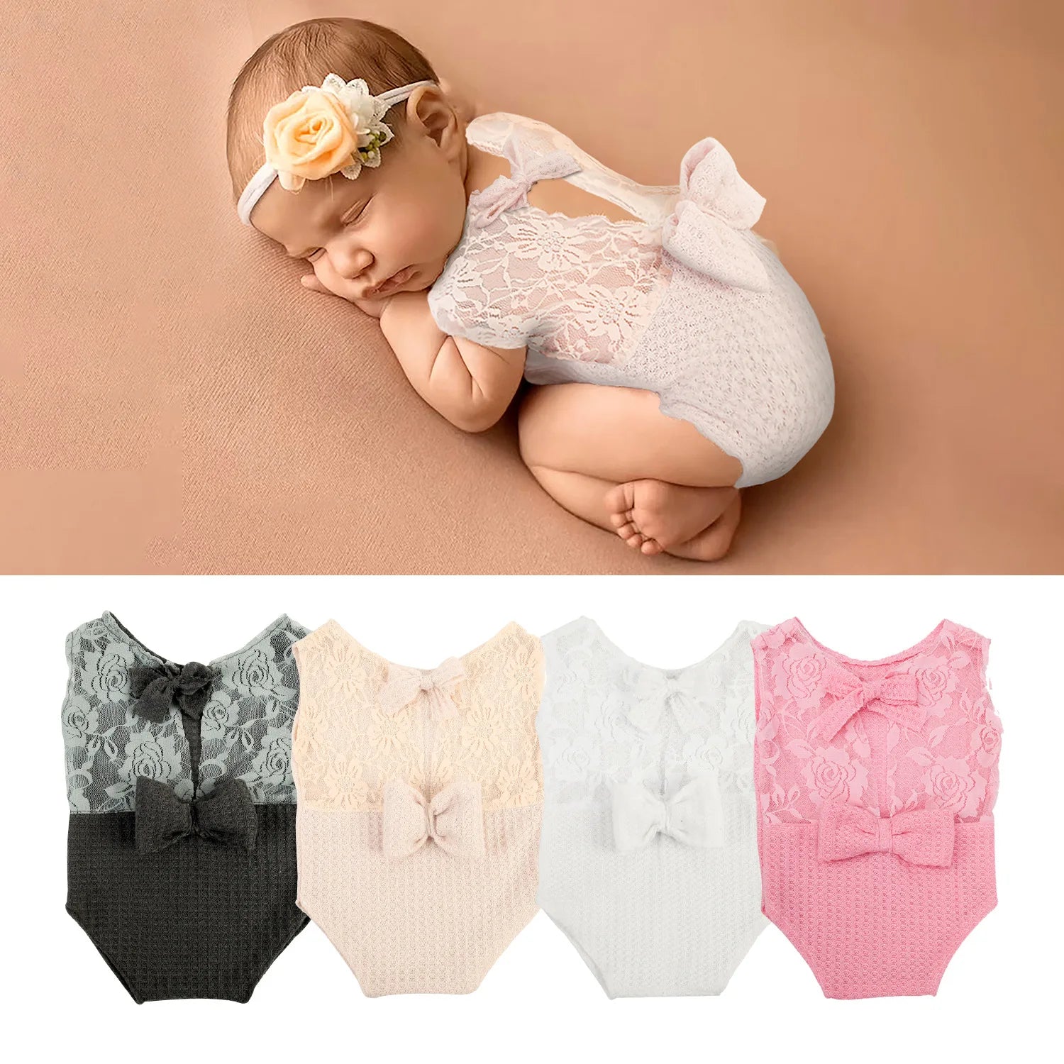 Newborn Photography Clothing Princess Lace Bow Tie Props